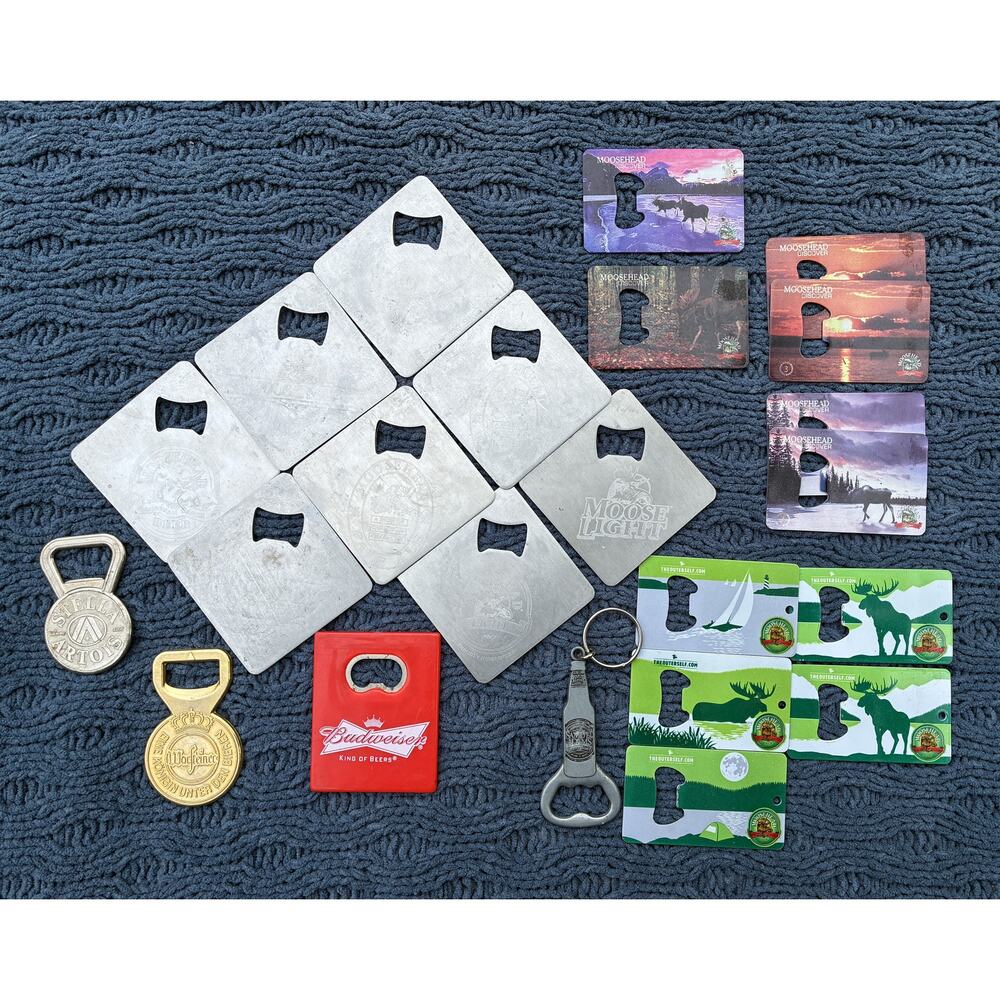 Beer Bottle Opener Lot of 23 - Moosehead, Budweisser Stella Artois Samuel Adams